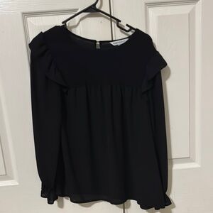 Counterparts Black Ruffled Long Sleeve Blouse
